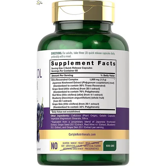 Resveratrol Complex Carlyle 1.800mg (180 cápsulas)