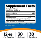 Astaxantina Nutricost 12mg (30 softgels)