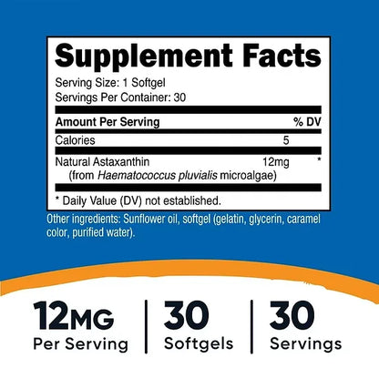 Astaxantina Nutricost 12mg (30 softgels)