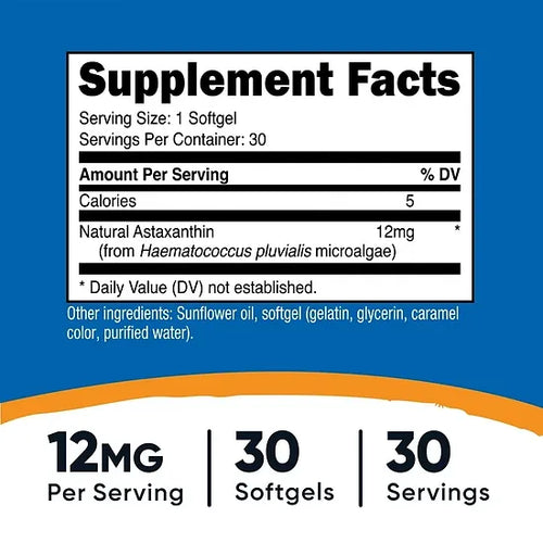 Astaxantina Nutricost 12mg (30 softgels)