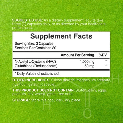 NAC + Glutathione Deal Supplement 1.000mg (240 cápsulas)