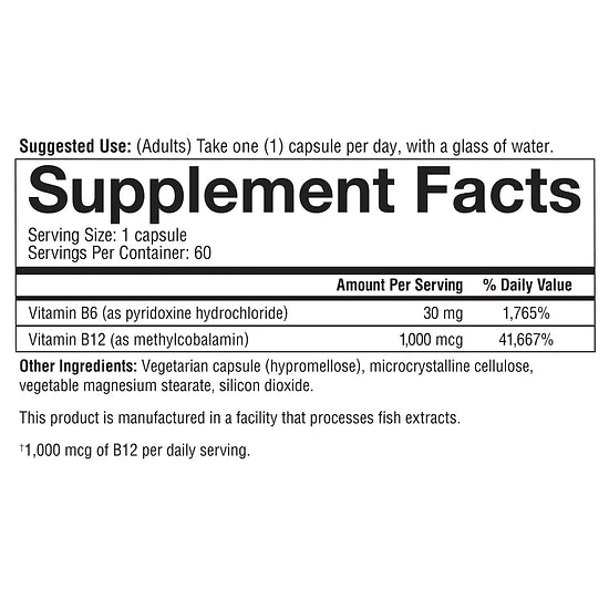 Vitamina B12B6 Youtheory (60 cápsulas)