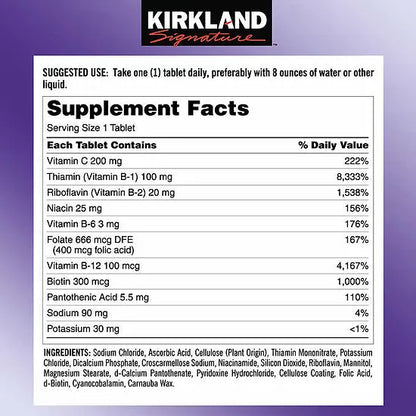 Súper Complejo B Kirkland (500 tabletas)