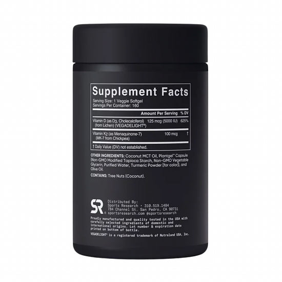 Vitamina D3 + K2 Sports Research (160 softgels)
