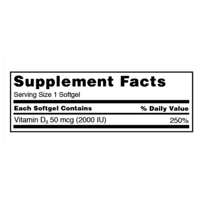 Vitamina D3 Kirkland 50mcg(2.000IU) (600 softgels)