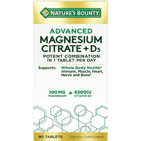 Citrato de Magnesio + Vitamina D3 Nature’s Bounty (90 tabletas)