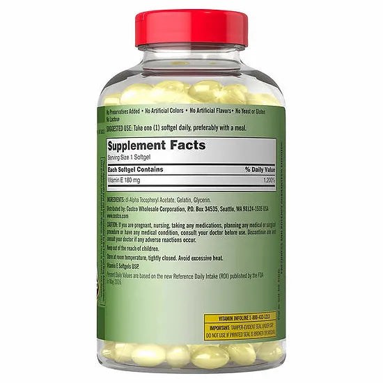 Vitamina E Kirkland 180mg(400IU) (500 softgels)