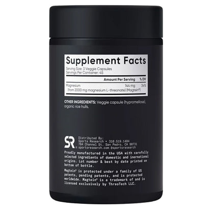 L-Treonato de Magnesio Magtein Sports Research 2.000mg (135 cápsulas)