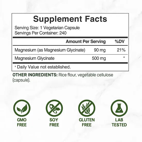 Glicinato de Magnesio Deal Supplement 500mg (240 cápsulas)