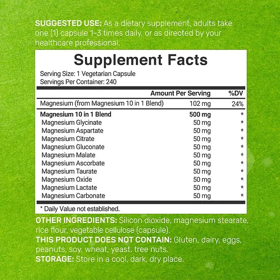 Complejo de Magnesio Deal Supplement 500mg (240 cápsulas)