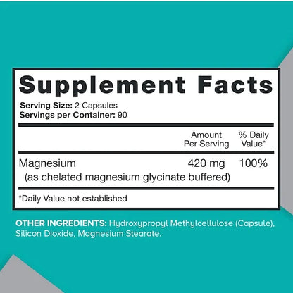 Glicinato de Magnesio Qunol 420mg (180 cápsulas)