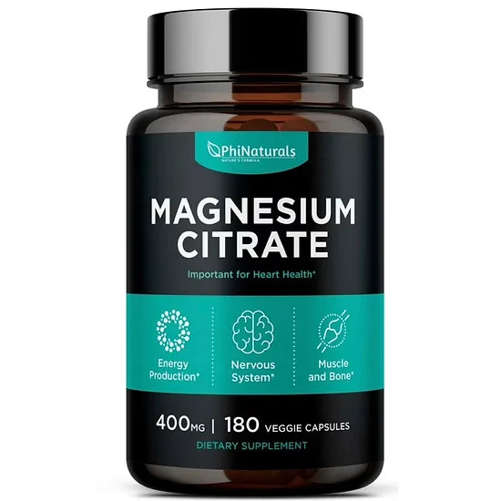 Citrato de Magnesio PhiNaturals 400mg (180 cápsulas)