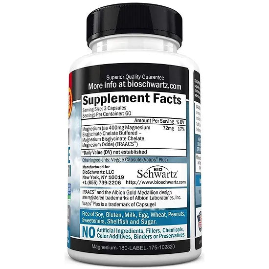 Bisglicinato de Magnesio BioSchwartz (180 cápsulas)