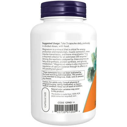 Citrato de Magnesio NOW 400mg (120 cápsulas)