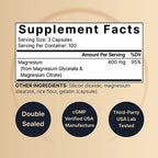 Complejo de Magnesio (Glicinato + Citrato) NatureBell 400mg (300 cápsulas)