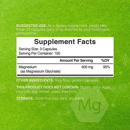 Glicinato de Magnesio Deal Supplement 400mg (300 cápsulas)