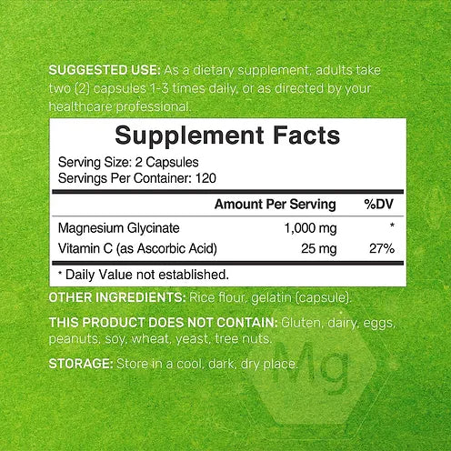 Glicinato de Magnesio + Vitamina C Deal Supplement 1.000mg (240 cápsulas)