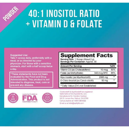 Myo and D-Chiro Inositol + Ácido Folico y Vitamina D Optify (30 servicios)