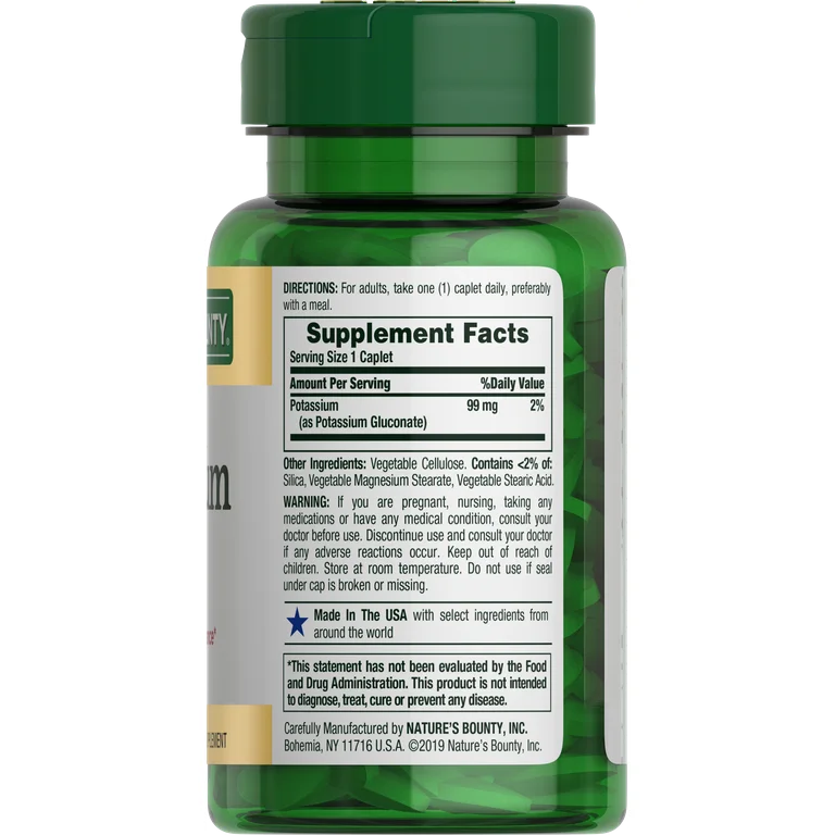 Potasio Nature’s Bounty 99mg (100 capletas)