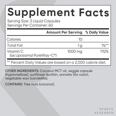 Vitamina C Liposomal Sports Research 1.000mg (180 cápsulas)